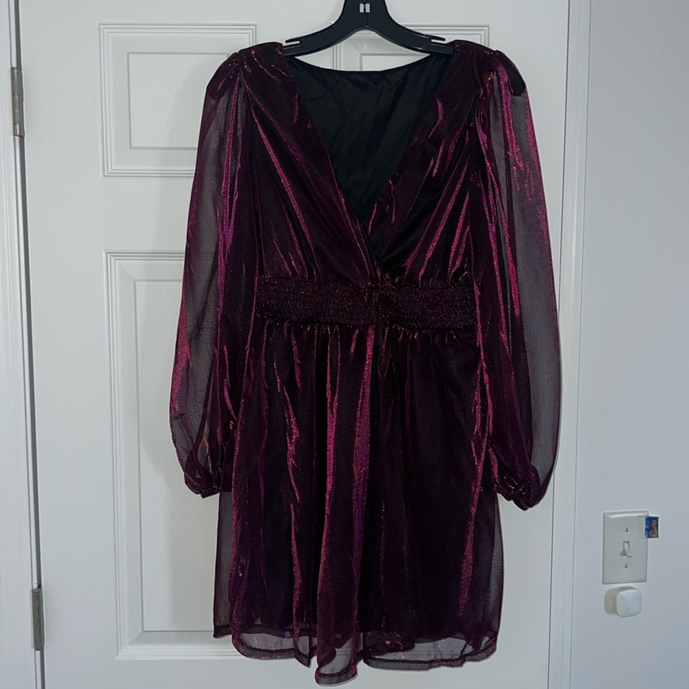 Elegant Long Sleeve Burgundy Dress
